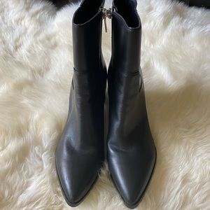 Marc Fisher Leather Block Heel Pointed Toe Boot